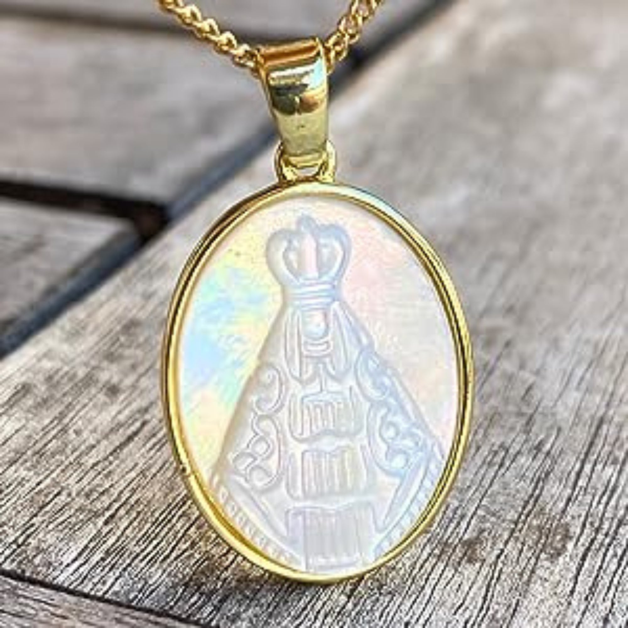 Virgin Mary Necklace | Mother Of Pearl Necklace