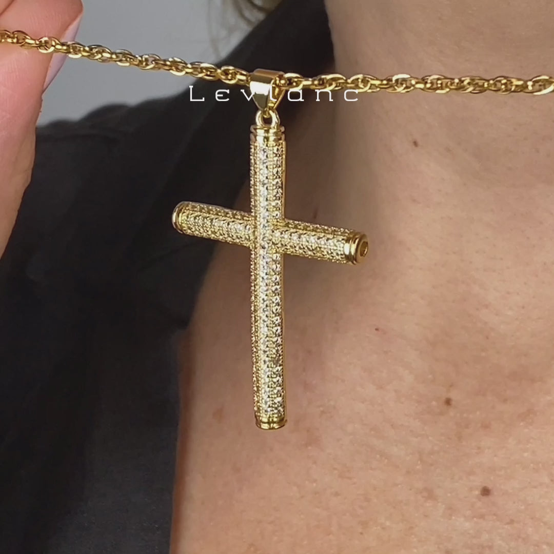 Gold stainless steel hot sale cross necklace