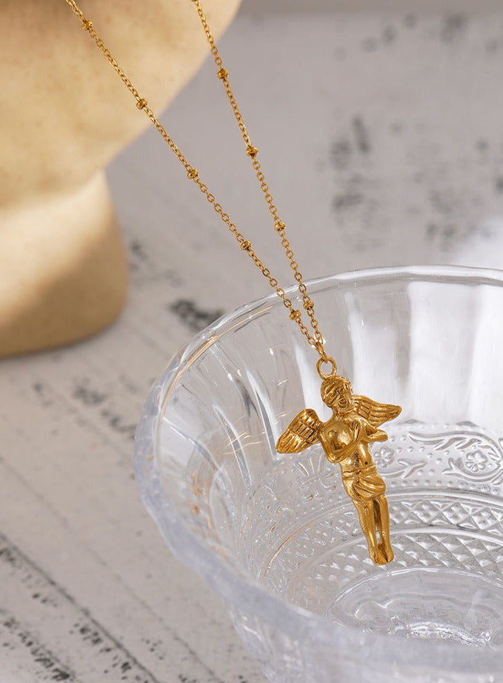 Buy Italian Angel Model Necklace Gold, Angel Shape Necklace, Angel Pendant,  Mother's Day, 925 Sterling Silver, Demi-fine Modern Jewelry Online in India  - Etsy