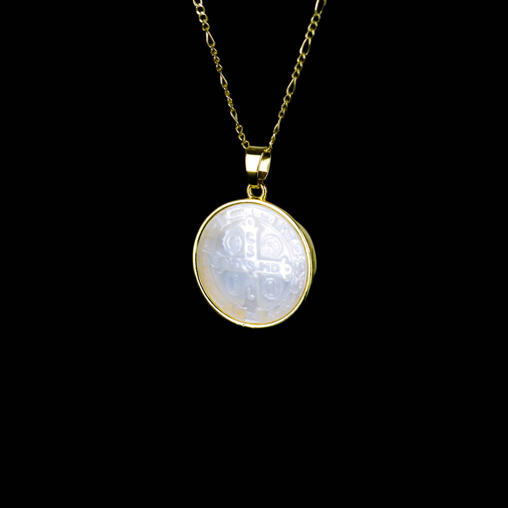St Benedict Medals | Mother of Pearl Necklace